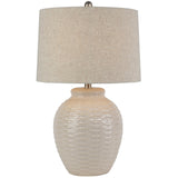 Basketweave Ceramic Table Lamp With Linen Shade