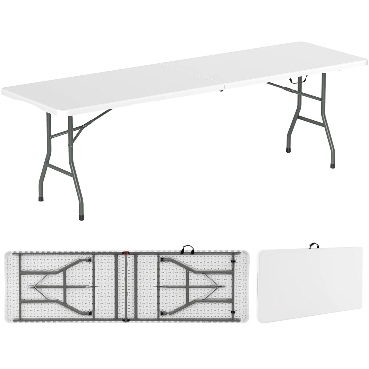 245cm Outdoor Portable Folding Table with HDPE Tabletop-White