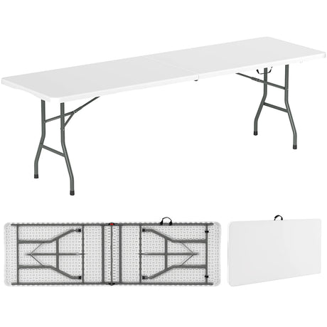 245cm Outdoor Portable Folding Table with HDPE Tabletop-White