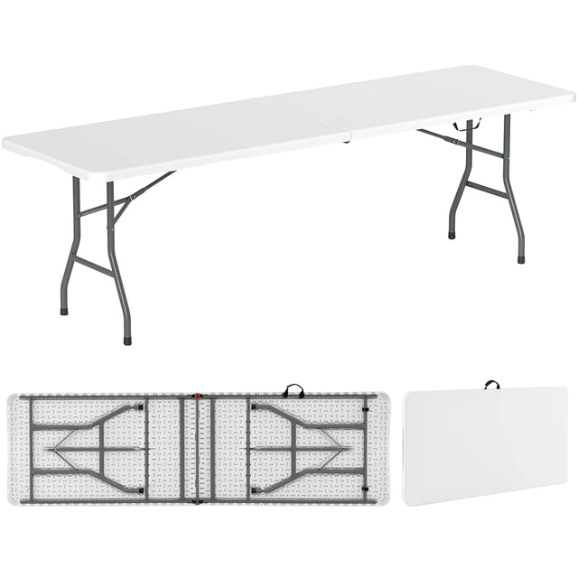 245cm Outdoor Portable Folding Table with HDPE Tabletop-White