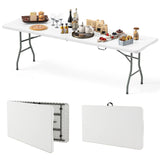 245cm Outdoor Portable Folding Table with HDPE Tabletop-White