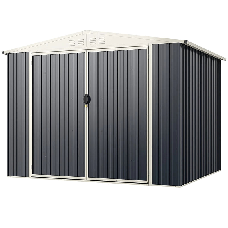 7.5 x 6.3 FT Metal Outdoor Storage Shed with Lockable Door-Gray