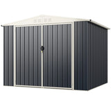 7.5 x 6.3 FT Metal Outdoor Storage Shed with Lockable Door-Gray