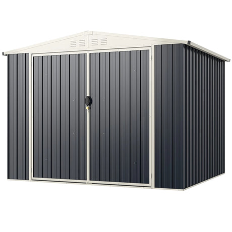 7.5 x 6.3 FT Metal Outdoor Storage Shed with Lockable Door-Gray