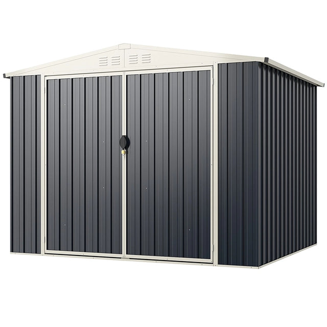 7.5 x 6.3 FT Metal Outdoor Storage Shed with Lockable Door-Gray