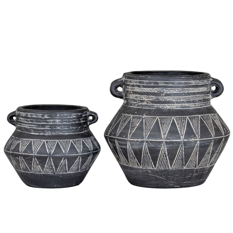 Etched Collection Pot With Handle