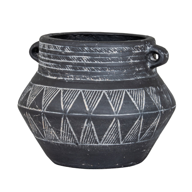 Etched Collection Pot With Handle