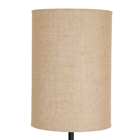 Black Cannon Floor Lamp With Hessian Shade