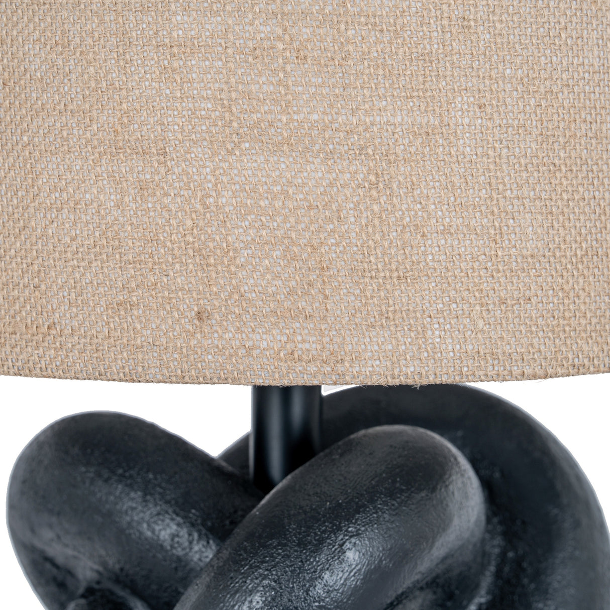 Black Knot Table Lamp With Hessian Shade