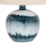 Ocean Shadows Squat  Table Lamp With Linen Shade