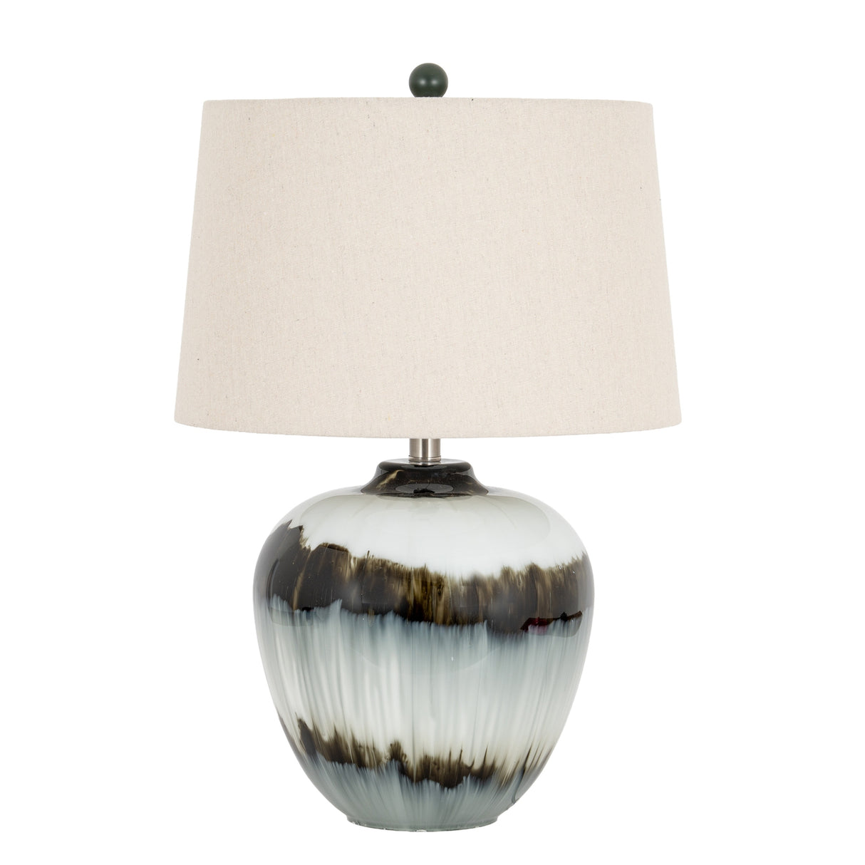 Midnight Shadows Squat Table Lamp With Linen Shade