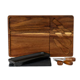 Acacia Cheese Board Set With Grey Bowl, Slate and Cutlery