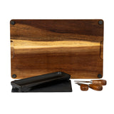 Acacia Cheese Board Set With Grey Bowl, Slate and Cutlery