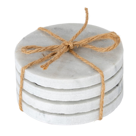 Set of Four Round Marble Coasters