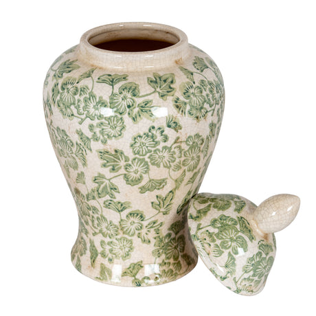 Green Clover Ceramic Ginger Jar