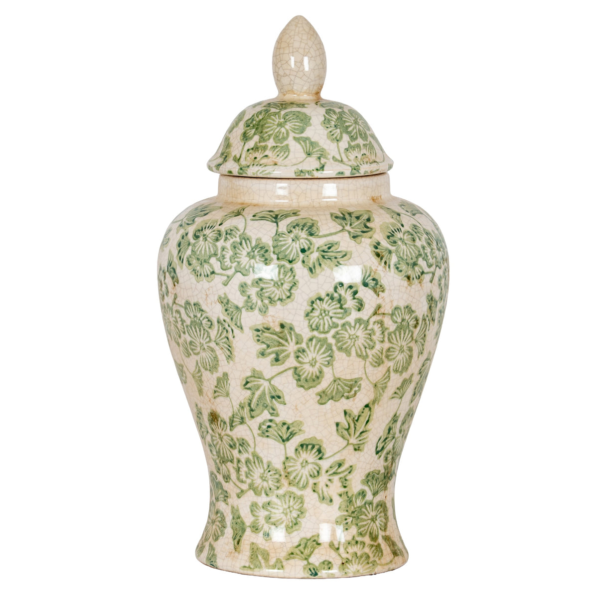 Green Clover Ceramic Ginger Jar