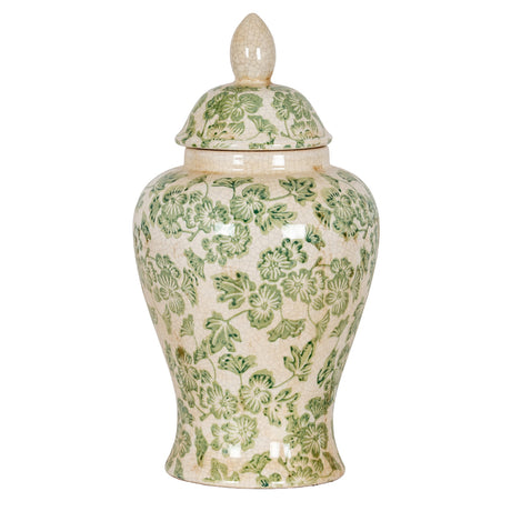 Green Clover Ceramic Ginger Jar
