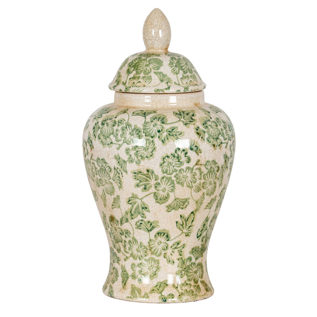 Green Clover Ceramic Ginger Jar
