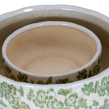 Small Green Clover Ceramic Bowl Pot