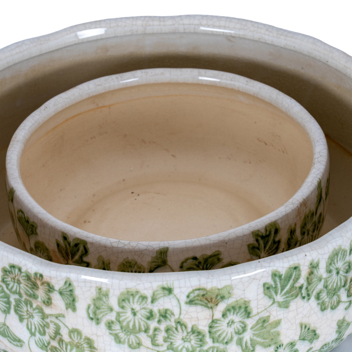 Large Green Clover Ceramic Bowl Pot