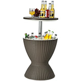 Outdoor Ice Cooler with Height Adjustable Tabletop for Party-Coffee
