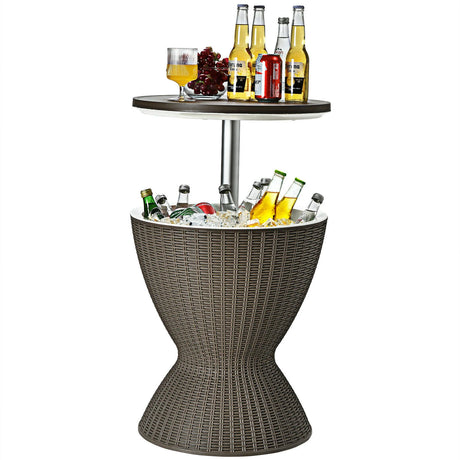 Outdoor Ice Cooler with Height Adjustable Tabletop for Party-Coffee