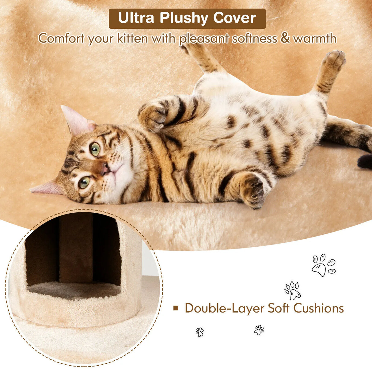 Multi-Level Cat Scratch Post Tree-Beige