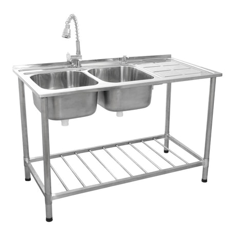 KuKoo Commercial Catering Sink Double Bowl / Right Hand Drainer