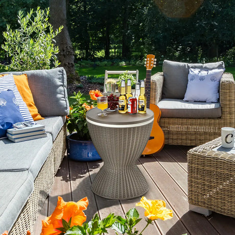 Outdoor Ice Cooler with Height Adjustable Tabletop for Party-Coffee