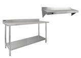 6ft Stainless Steel Catering Bench & 2 x Wall Mounted Shelves