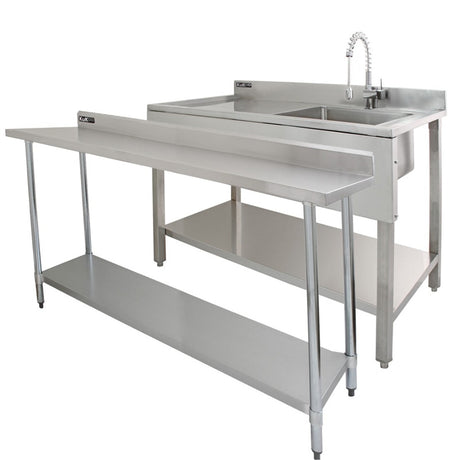 6ft Stainless Steel Catering Bench & 2 x Wall Mounted Shelves