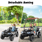 24V Kids Golf Cart 4WD 2 Seater Ride on Car with Dump Bed-Black