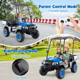 24V Kids Golf Cart 4WD 2 Seater Ride on Car with Dump Bed-Navy