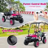 24V Kids Golf Cart 4WD 2 Seater Ride on Car with Dump Bed-Pink