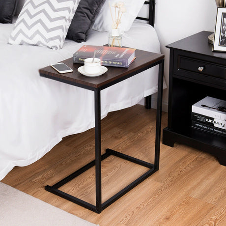 Industrial Styled C Shaped Side, End Table-Coffee