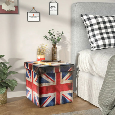 Folding Storage Ottoman Waterproof Padded Stool
