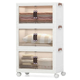 25.5/60 Gal 3-Tier Stackable Storage Boxes Bins with Magnetic Doors and Lockable Casters-S