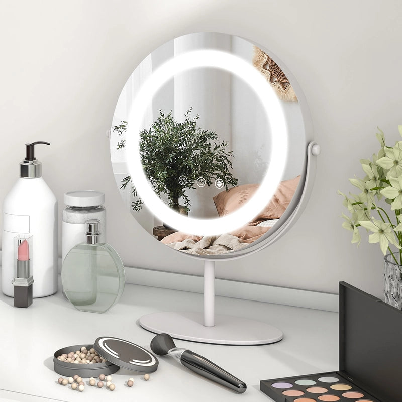 25 CM LED Lighted Makeup Vanity Mirror with Touch Screen-White
