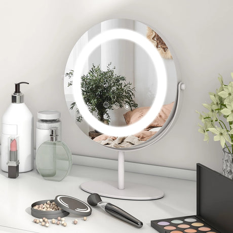 25 CM LED Lighted Makeup Vanity Mirror with Touch Screen-White