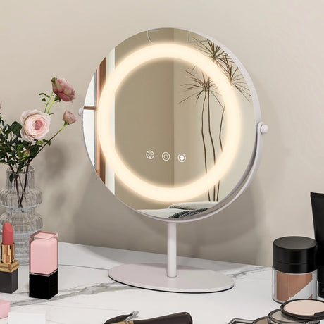 25 CM LED Lighted Makeup Vanity Mirror with Touch Screen-White