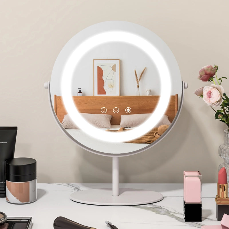 25 CM LED Lighted Makeup Vanity Mirror with Touch Screen-White