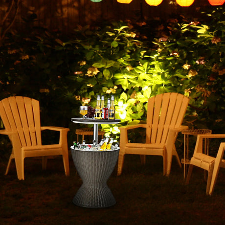 Outdoor Ice Cooler with Height Adjustable Tabletop for Party-Coffee