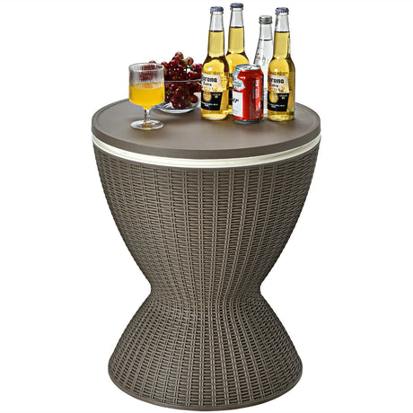 Outdoor Ice Cooler with Height Adjustable Tabletop for Party-Coffee