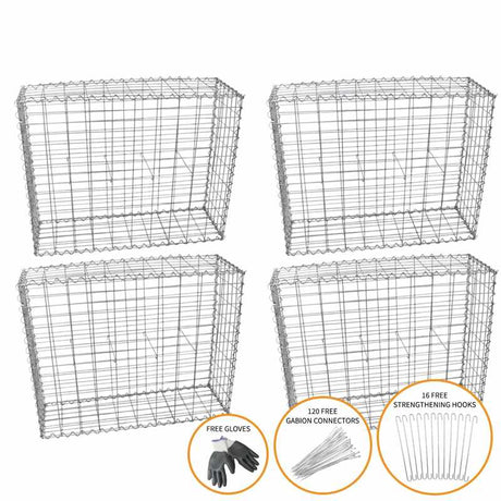 Gabion Baskets 100 x 95 x 30cm / 4 Pack