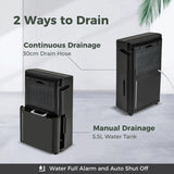 25L/D Dehumidifier for Home with 4 Modes 3-Color Indicator 24H Timer-Black