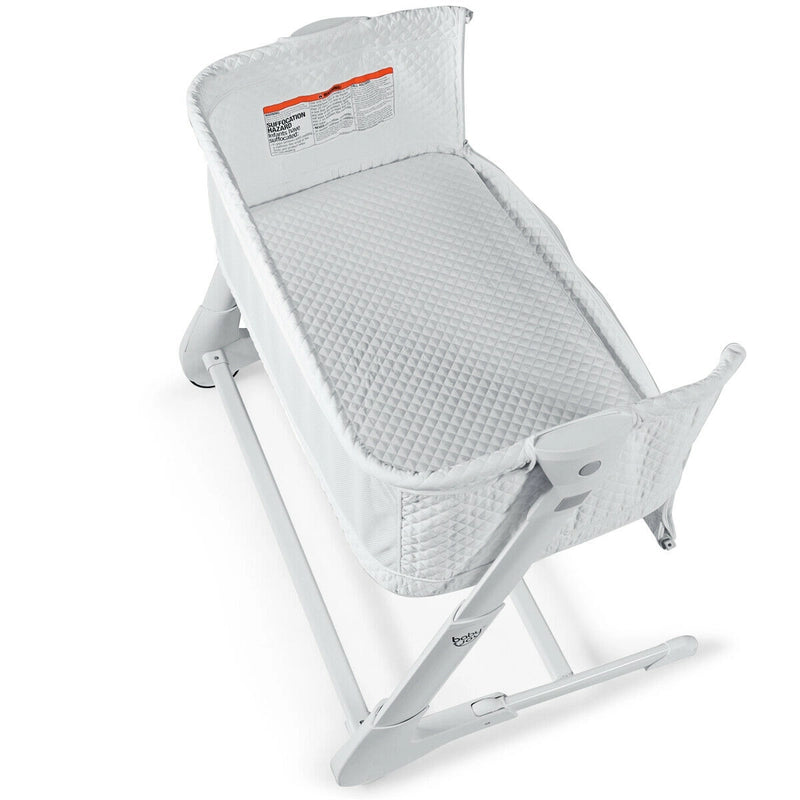 Baby Height Adjustable Bassinet w/ Washable Mattress-White