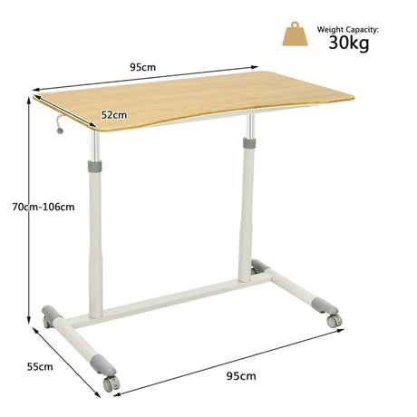 Mobile Height Adjustable Sit to Stand Up Computer Desk with Lockable Wheels