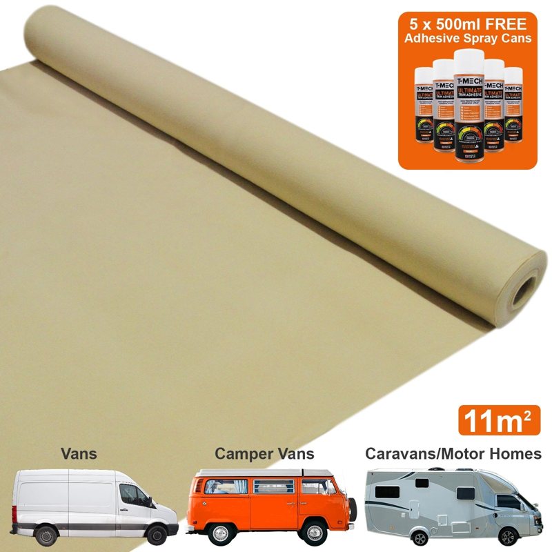 Van Carpet Lining / Wheat & 5 Adhesive Cans