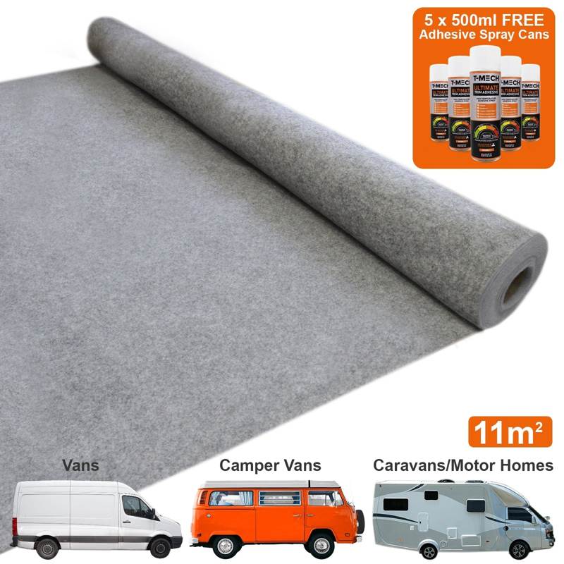 Van Carpet Lining / Smoke & 5 Adhesive Cans