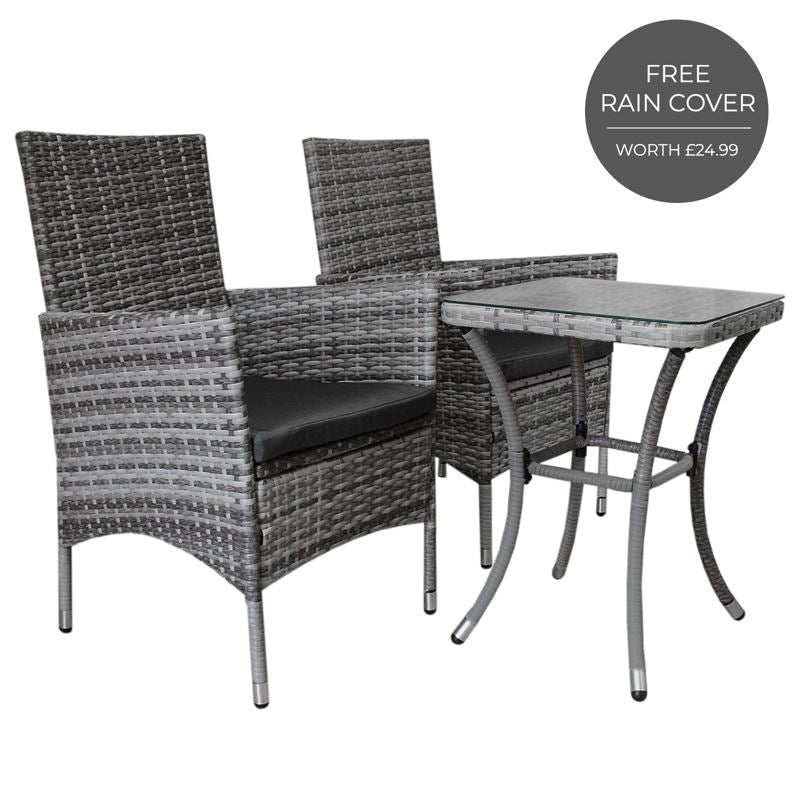 Jard Rattan Bistro Set Grey